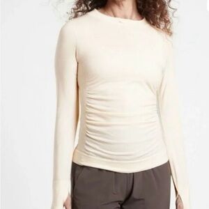 Athleta Cream Long Sleeve Tee
